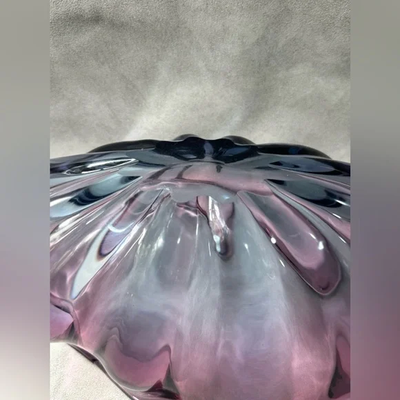 Mid-Century Modern Art Glass Bowl Purple Pink 17”
